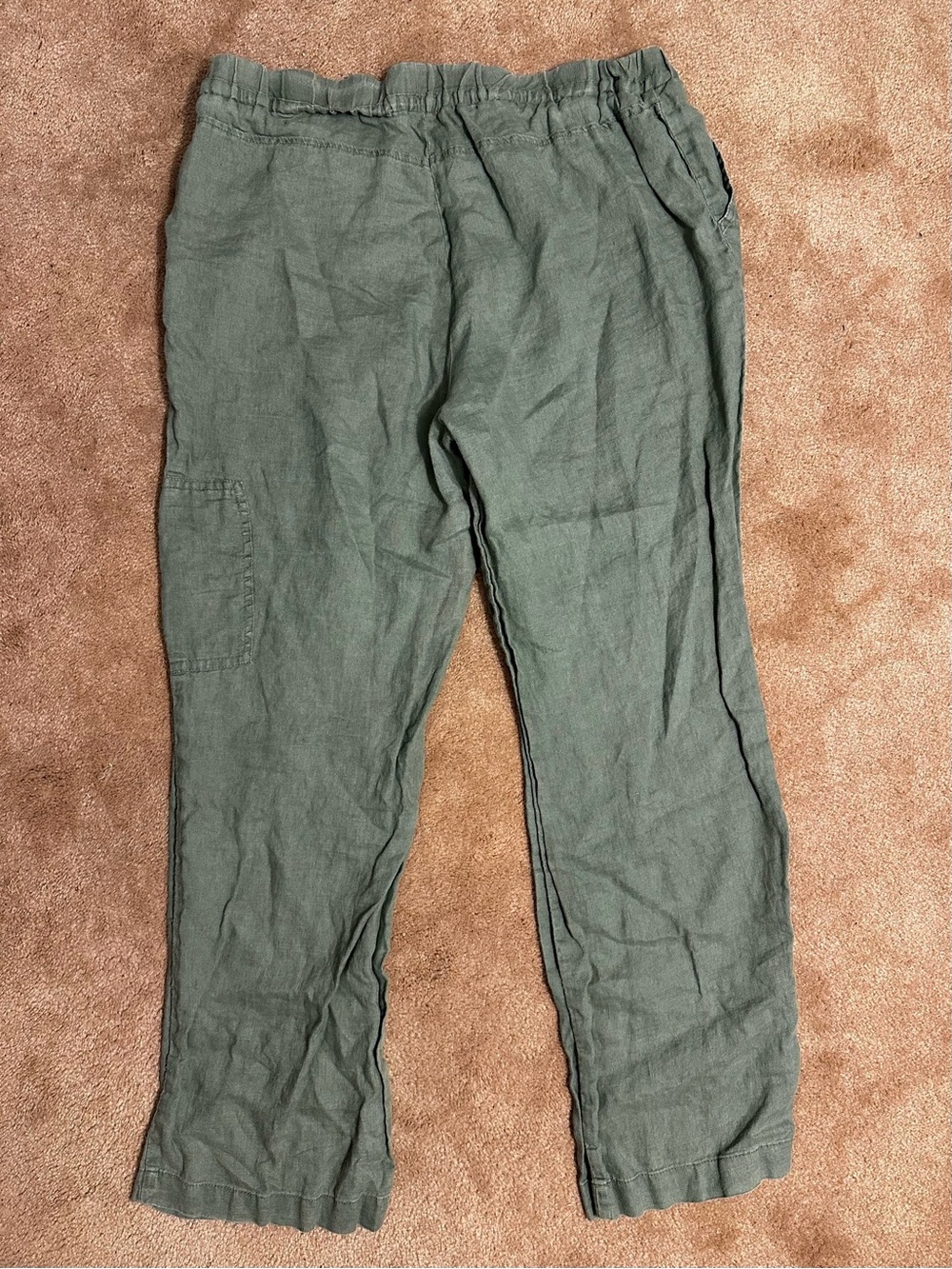 Ellen Tracy Women’s Linen Pants in Olive Green (size L) - Picture 2 of 4